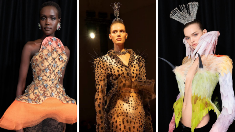 Schiaparelli: Escorpiones de oro y plumas infinitas en la pasarela
